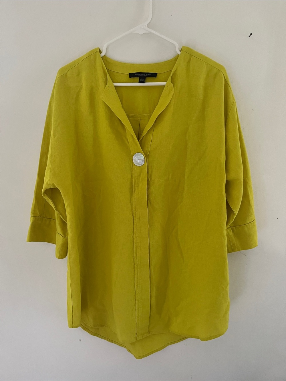 linen Marc New York Andrew Marc chartreuse oversized top beach resort summer
